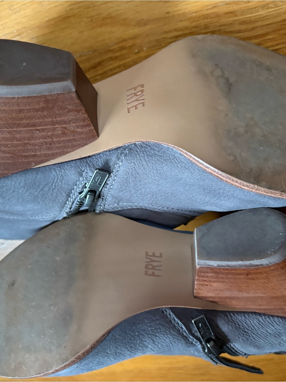 Frye Charcoal Gray Leather Zip Ankle Boot